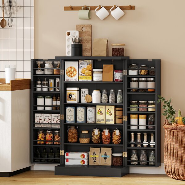 HOMCOM Armadio da Cucina con 5 Ripiani Centrali e 2 Ripiani Laterali a 6 Livelli, in MDF, 60x30x104 cm, Nero | Aosom Italy