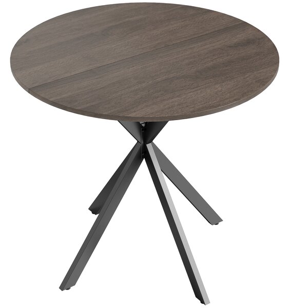 Tavolo da Pranzo Rotondo Stile Industriale Ø80x75 cm con Gambe a Croce in Acciaio Marrone