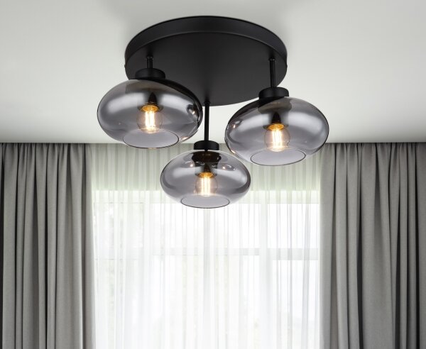 Globo 15572-3D - Plafoniera SHAUN 3xE27ILLU/40W/230V nero