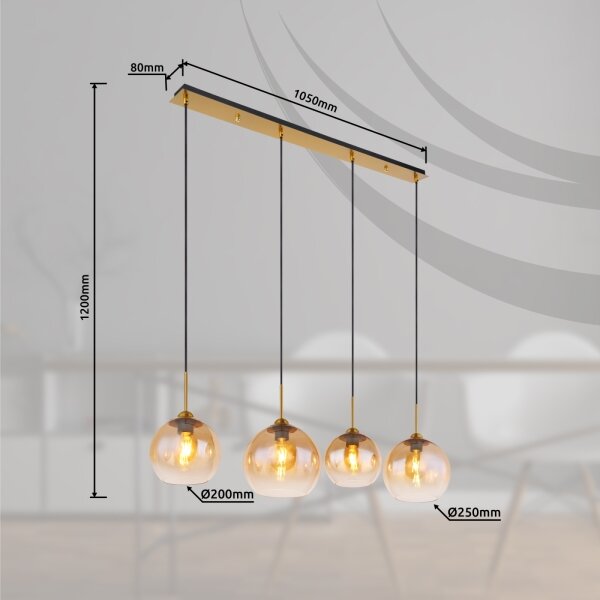Globo 15788-4H - Lampadario sospeso su cavo JAMESSA 4xE27/60W/230V ottone