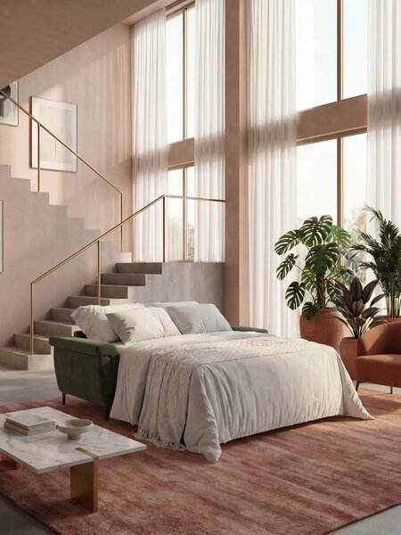 Capri divano letto di design con piedini alti - poggiatesta reclinabil