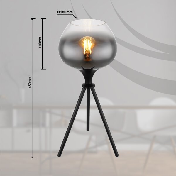 Globo 15548T1 - Lampada da tavolo MAXY 1xE27/40W/230V nera