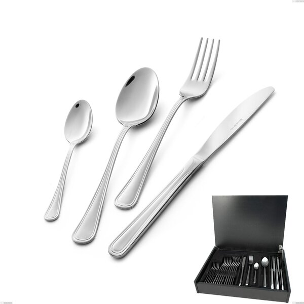 Servizio di posate 24 pezzi in astuccio di legno coltello economico Galles, Acciaio inox 18/10 (aisi 304), spessore 2.00 mm