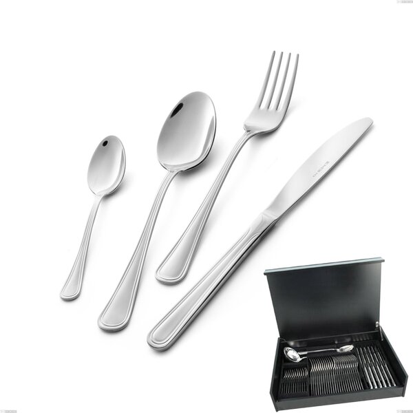 Servizio di posate 51 pezzi in astuccio di legno coltello economico Galles, Acciaio inox 18/10 (aisi 304), spessore 2.00 mm