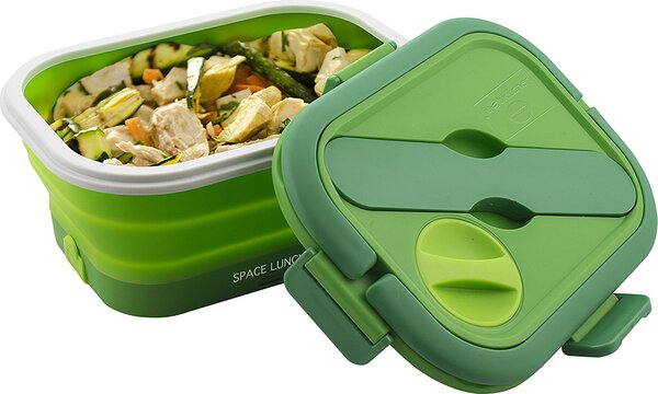 MACOM Scaldavivande Elettrico Portavivande Pieghevole Salvaspazio con posate colore Verde - 865 Space Lunch to Go