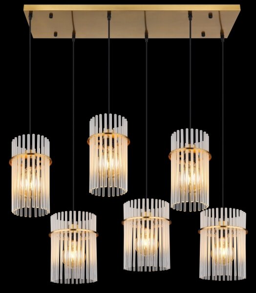 Globo 15698-6HM - Lampadario a sospensione con cavo GORLEY 6xE27/60W/230V oro