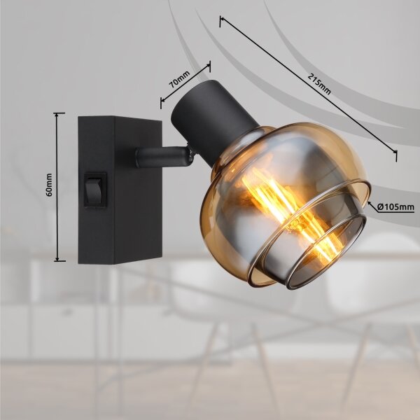 Globo 54309-1B - Faretto da parete TOKKI 1xE14/40W/230V nero