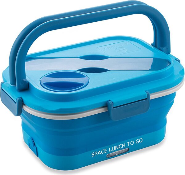 MACOM Scaldavivande Elettrico Portavivande Pieghevole Salvaspazio con posate colore Blu - 864 Space Lunch to Go