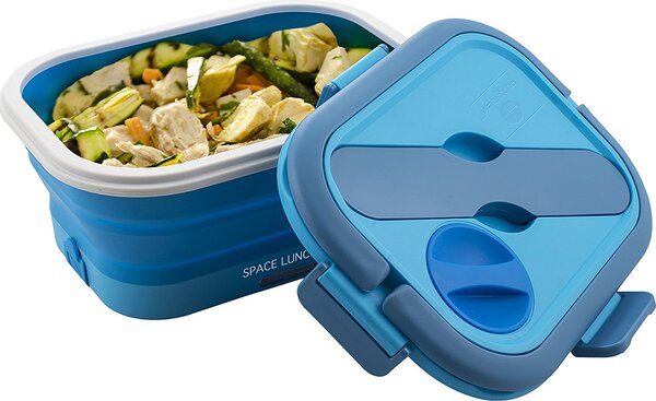 MACOM Scaldavivande Elettrico Portavivande Pieghevole Salvaspazio con posate colore Blu - 864 Space Lunch to Go
