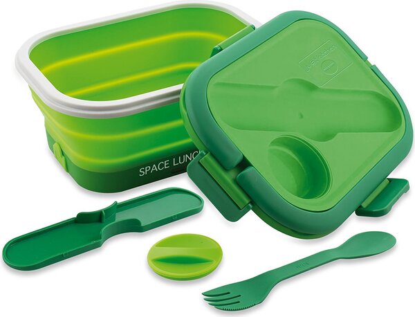 MACOM Scaldavivande Elettrico Portavivande Pieghevole Salvaspazio con posate colore Verde - 865 Space Lunch to Go