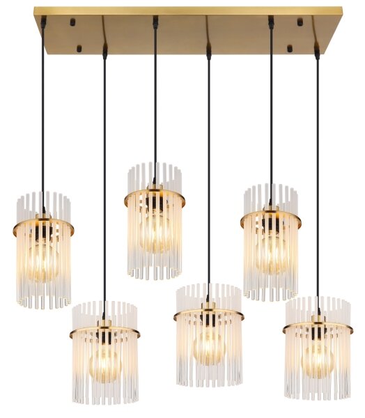 Globo 15698-6HM - Lampadario a sospensione con cavo GORLEY 6xE27/60W/230V oro