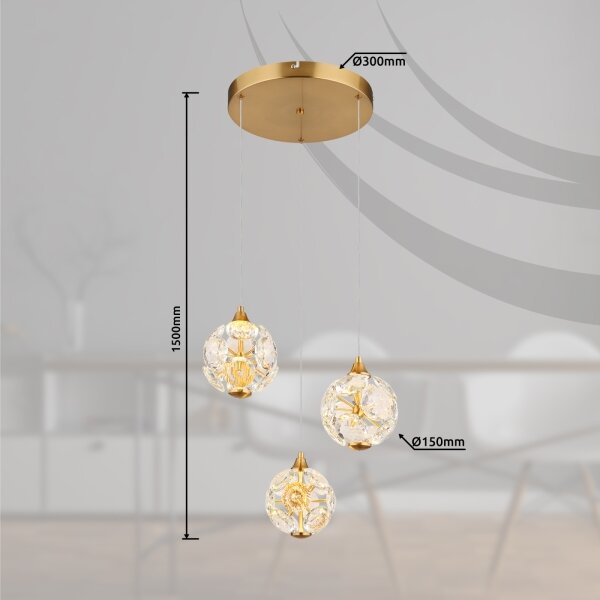 Globo 16047-3H - Lampadario LED su cavo VIRINA LED/24W/230V 3000K dorato