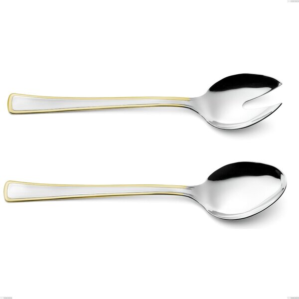 Coppia insalata Galles oro, acciaio 18-10, oro 24 carati lucido, spessore 2 mm, lunghezza 231 mm
