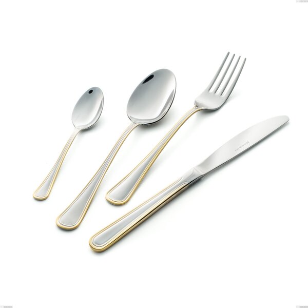 Coltello frutta Galles oro, acciaio 18-10, oro 24 carati lucido, spessore 2 mm, lunghezza 198 mm