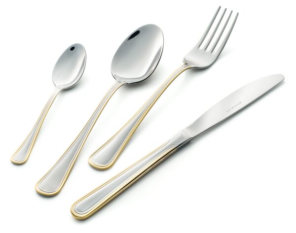 Confezione vetrina 6 pezzi gelato Galles oro, acciaio 18-10, oro 24 carati lucido, spessore 2 mm