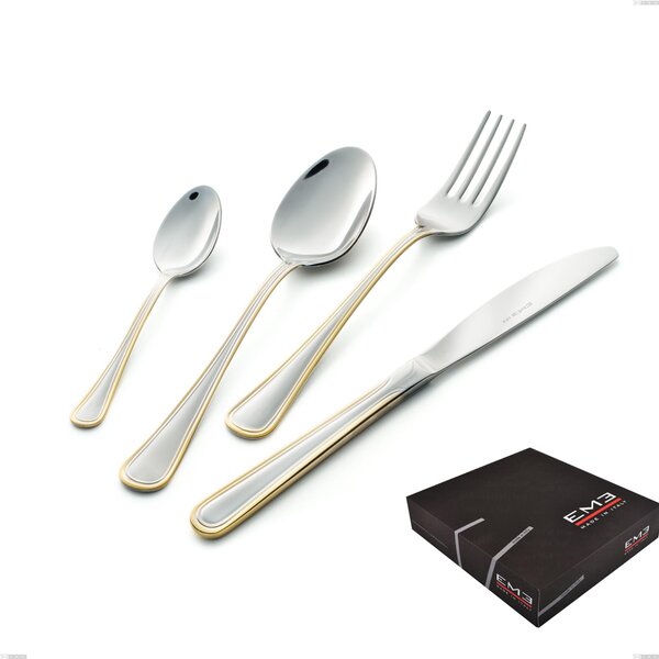 Confezione regalo 49 pezzi coltello economico Galles oro, acciaio 18-10, oro 24 carati lucido, spessore 2 mm