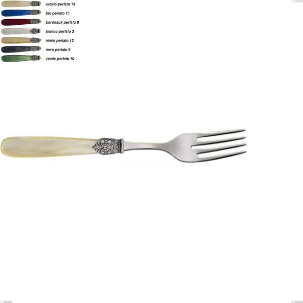 Forchetta pesce georgian, Acciaio 18/10 AISI 304 Lucido manicatura acrilico perlato, lunghezza 210 mm