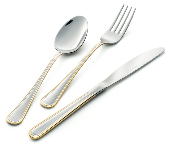 Servizio Posate GALLES ORO 49 pezzi acciaio inox e oro 18/10 AISI304 spessore 2 mm In Astuccio Regalo