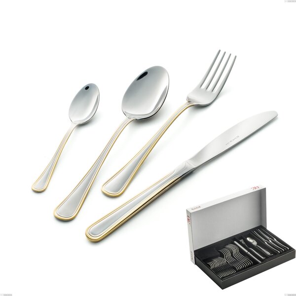 Confezione Panoramica 30 pezzi coltello economico Galles oro, acciaio 18-10, oro 24 carati lucido, spessore 2 mm