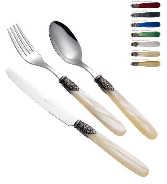 Servizio Posate Colorate Set 4 pezzi GEORGIAN in acciaio 18/10 (AISI304) manico in NYLON lavabili in lavastoviglie