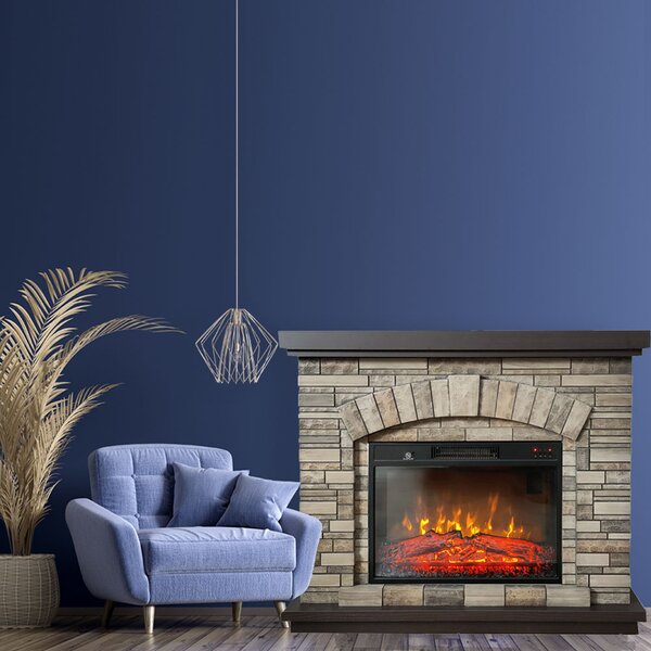 Camino elettrico AMBAR Stone ElectricSun, con effetto sonoro, 3 colori, con l’app, L107xH90cm