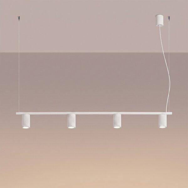 Sollux SL.2711 - Lampadario a sospensione con cavo KARBON 4xGU10/10W/230V bianco