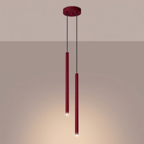 Sollux SL.2122 - Lampadario a sospensione PASTELO su cavo 2xG9/8W/230V rosso