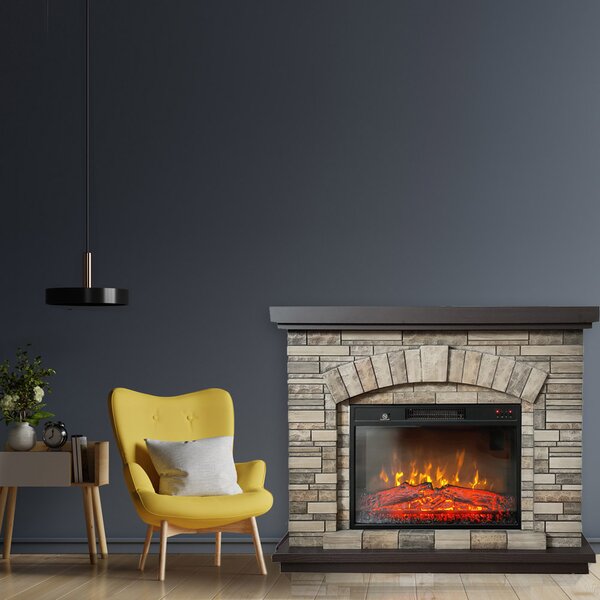 Camino elettrico AMBAR Stone ElectricSun, con effetto sonoro, 3 colori, con l’app, L107xH90cm