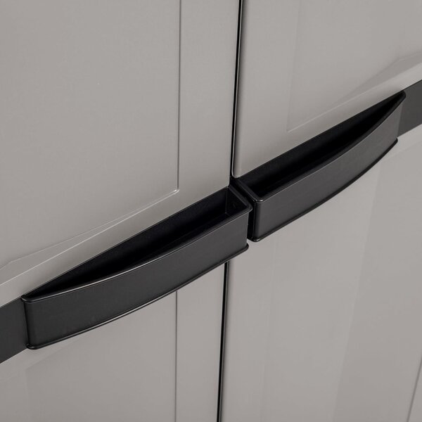 TOOMAX Armadio da Esterno / Balcone in Resina Antipioggia 2 Ante 3 Ripiani Dimensioni 65x37x165 cm colore Grigio - Mini Trend