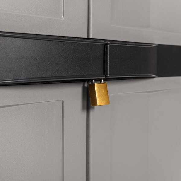 TOOMAX Armadio da Esterno / Balcone in Resina Antipioggia 2 Ante 3 Ripiani Dimensioni 65x37x165 cm colore Grigio - Mini Trend