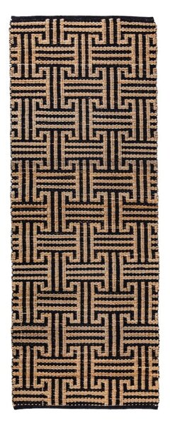 Passatoia nera/di colore naturale in misto iuta tessuta a mano 80x230 cm Meander Jute – Flair Rugs