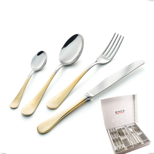 Cofanetto 24 pezzi Hermitage oro, acciaio 18-10, oro 24 carati lucido, spessore 2.5 mm