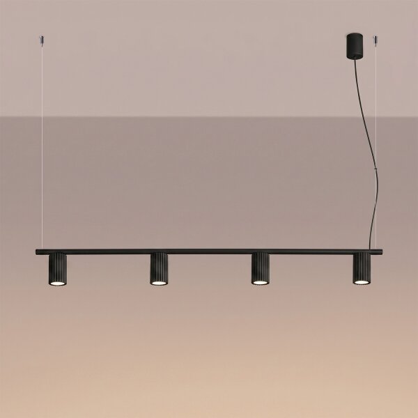 Sollux SL.2712 - Lampadario a cavo KARBON 4xGU10/10W/230V nero