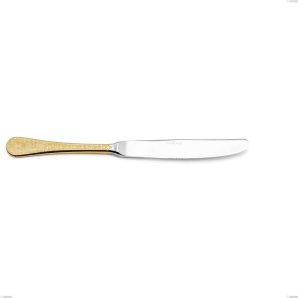 Coltello tavola Hermitage oro, acciaio 18-10, oro 24 carati lucido, spessore 2.5 mm, lunghezza 240 mm