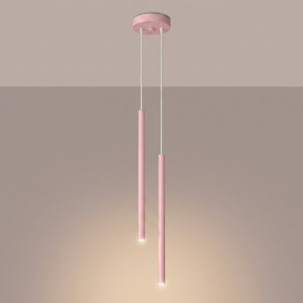 Sollux SL.2130 - Lampadario sospeso a cavo PASTELO 2xG9/8W/230V rosa