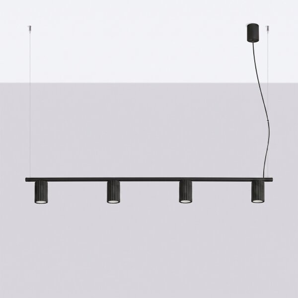Sollux SL.2712 - Lampadario a cavo KARBON 4xGU10/10W/230V nero