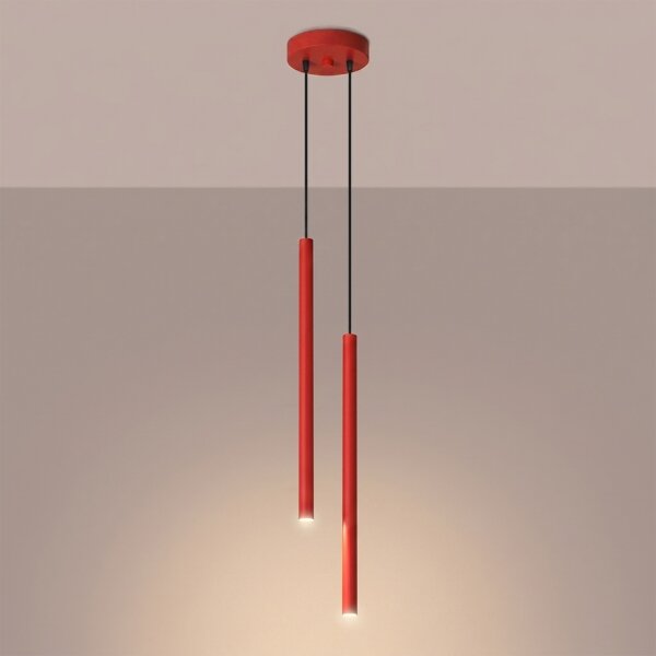 Sollux SL.2142 - Lampadario a sospensione con cavo PASTELO 2xG9/8W/230V rosso