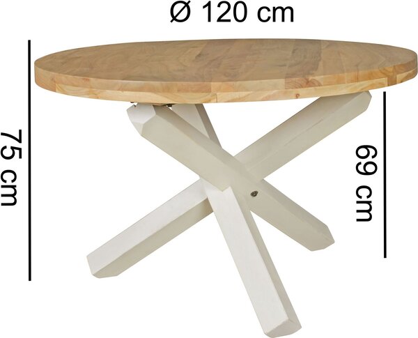 Tavolo da pranzo di design rotondo Ø 120 cm x 75 cm in acacia