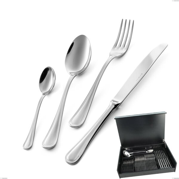 Servizio di posate 51 pezzi in astuccio di legno coltello economico Impero, ACCIAIO INOX 18.10(AISI304), spessore 2.5 MM