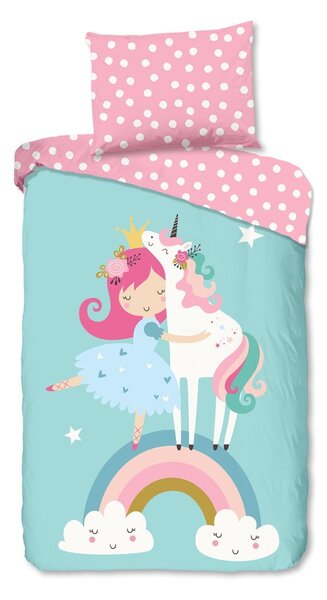Set copripiumino e federa da bambini blu/rosa in cotone per letto singolo 140x200 cm Heaven – Good Morning