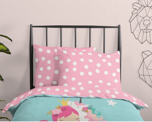 Set copripiumino e federa da bambini blu/rosa in cotone per letto singolo 140x200 cm Heaven – Good Morning