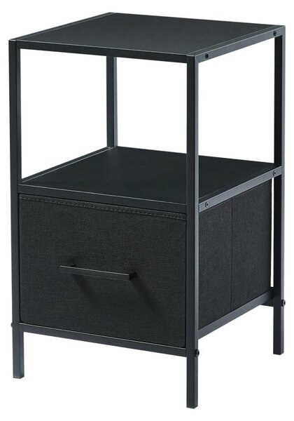 CASABEL Comodino, 30x30x50, nero, Comodino nero con cassetto di tessuto rigido, pratica e compatta, design pratico e resistente