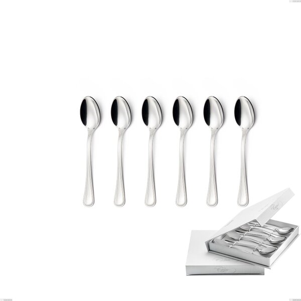 Confezione a libro 6 pezzi cucchiaini caff� Impero Argento 8 micron, Acciaio inox Aisi 304 Finitura Argentata, spessore argento 8 micron, spessore posata 3 mm