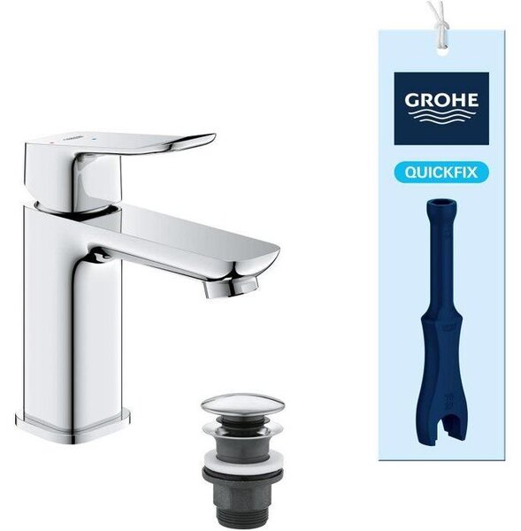 Basin mixer tap - GROHE DICE - Size S - Ch3 cartridge & click-clack waste - Chrome