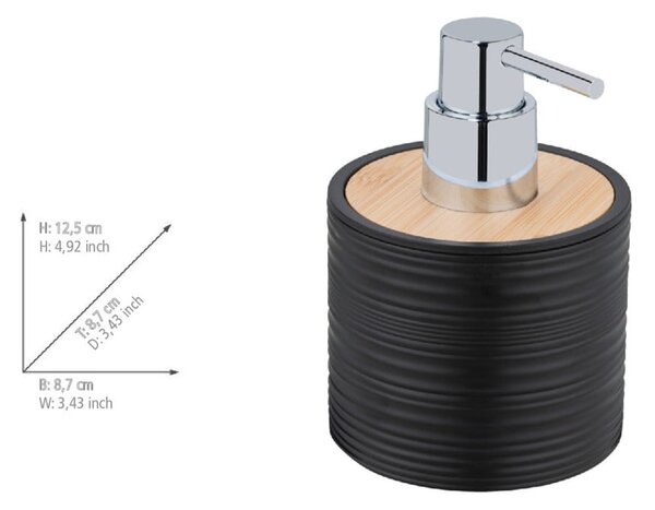 Dispenser per sapone nero opaco in plastica 350 ml Lyon – Allstar