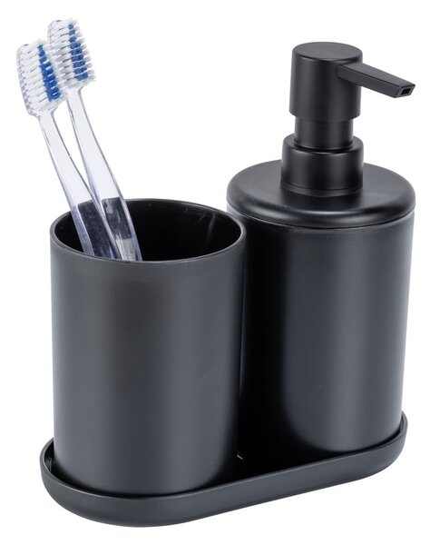 Set di accessori per il bagno nero opaco in plastica Fano – Allstar
