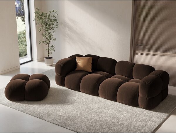Poggiapiedi marrone scuro con rivestimento in velluto Loretto – Cosmopolitan Design