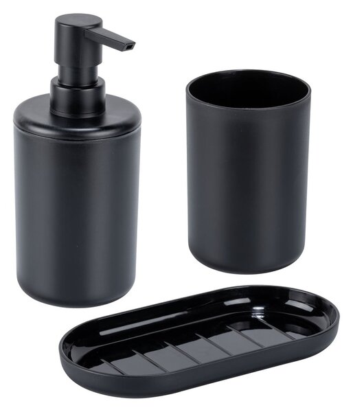 Set di accessori per il bagno nero opaco in plastica Fano – Allstar