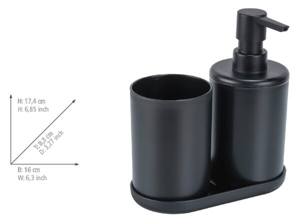 Set di accessori per il bagno nero opaco in plastica Fano – Allstar