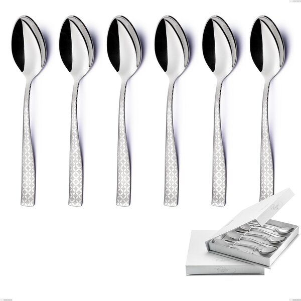 Confezione a libro 6 pezzi cucchiaini caff� Infinity Monogran, Acciaio 18/10 (aisi 304) incisione laser, spessore 2.5 mm